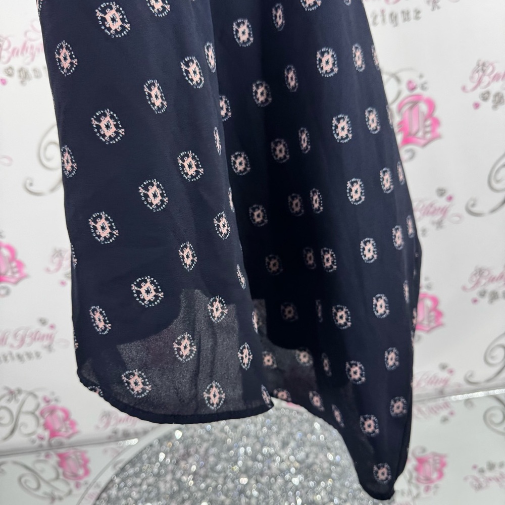 Reitmans Dark Blue Midi Dress with Light Pink Pattern strappy detail - Picture 6 of 11